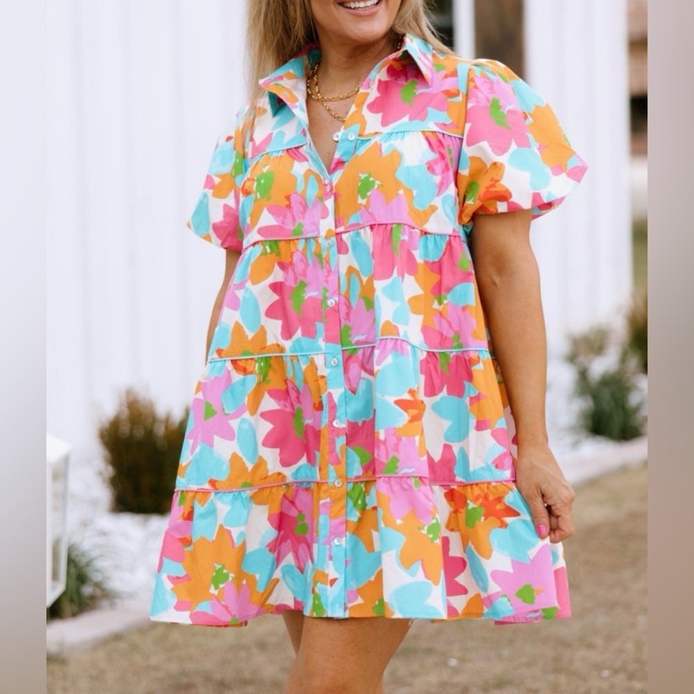 Peach Love California Multicolor Floral Dress size M 8/10/12